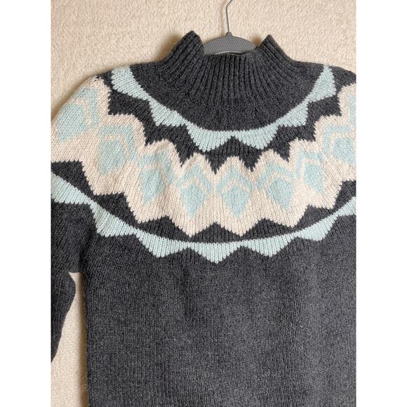 Banana Republic Women's Preppy Gorpcore Knit Tick Chunky Diamond Sweater Gray M - Picture 3 of 8